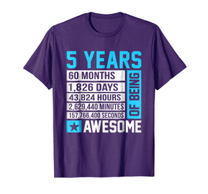 Funny shirts V-neck Tank top Hoodie sweatshirt usa uk au ca gifts for 5th Birthday Shirt 5 Years of Being Awesome 1067461