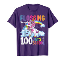 Load image into Gallery viewer, Funny shirts V-neck Tank top Hoodie sweatshirt usa uk au ca gifts for Flossing through 100 Days of School Flossing Unicorn Shirt 1481792
