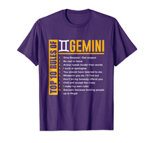 Load image into Gallery viewer, Top 10 Rules Of Gemini Birthday Gifts T-Shirt
