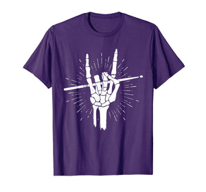 Skeleton Hand Rock Drum Sticks Halloween Costume For Drummer T-Shirt