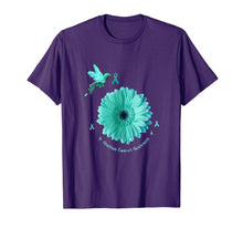Load image into Gallery viewer, Hummingbird Sunflower Teal Ribbon Ovarian Cancer Awareness T-Shirt-5700788
