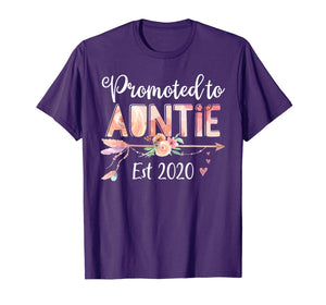 Womens Promoted to Auntie Est 2020  First Time Aunt Floral T-Shirt283129