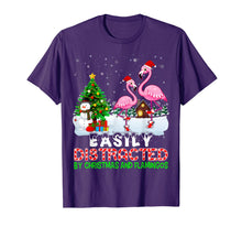 Load image into Gallery viewer, Funny shirts V-neck Tank top Hoodie sweatshirt usa uk au ca gifts for Easily Distracted By Christmas And Flamingos Hat In Snow T-Shirt 261406
