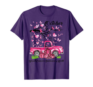 Pumpkin Pink Truck Breast Cancer Awareness Month October T-Shirt