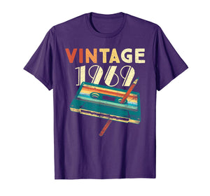 Vintage 1969 Music Cassette 50th Birthday Gifts 50 Years Old T-Shirt 132987