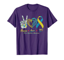 Load image into Gallery viewer, Peace Love T21 Down Syndrome Awarenesss Ribbon Gift TShirt791786
