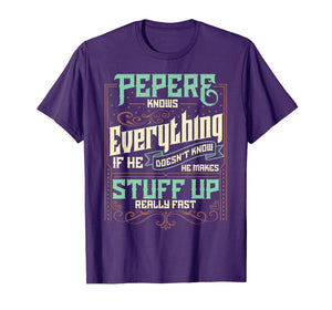 Mens Pepere Knows Everything Funny Pepere Christmas Gifts T-Shirt-1701851