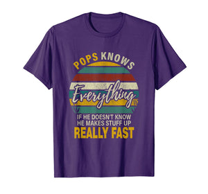 Mens Mens Pops Know Everything Grandpa Christmas Gifts T-Shirt-1685560
