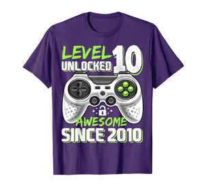 Level 10 Unlocked Awesome 2010 Video Game 10th Birthday Gift T-Shirt-100265