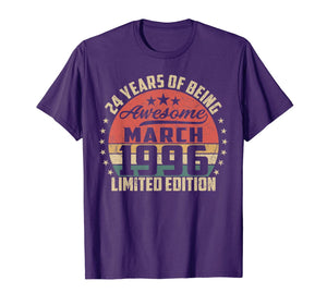 Vintage March 1996 24 Year Old Bday Gifts 24th Birthday TShirt955864