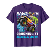 Load image into Gallery viewer, Rawr I'm 4 Crushing It 2016 Monster Truck Dinosaur Birthday T-Shirt-232336
