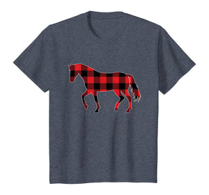 Red Plaid Horse Christmas Pajamas Tee Pig Christmas Gift T-Shirt