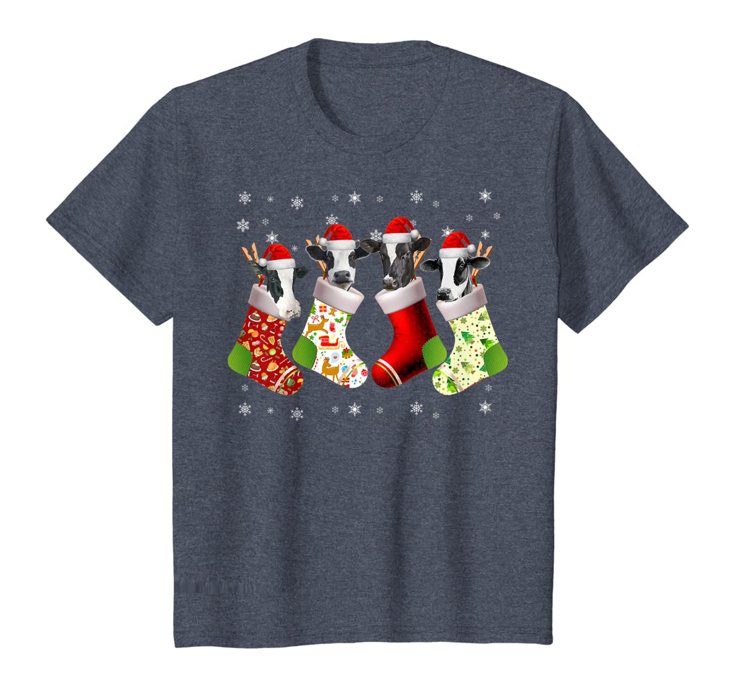 Santa Cow in Socks Funny Cow Christmas Pajama Gift T-Shirt