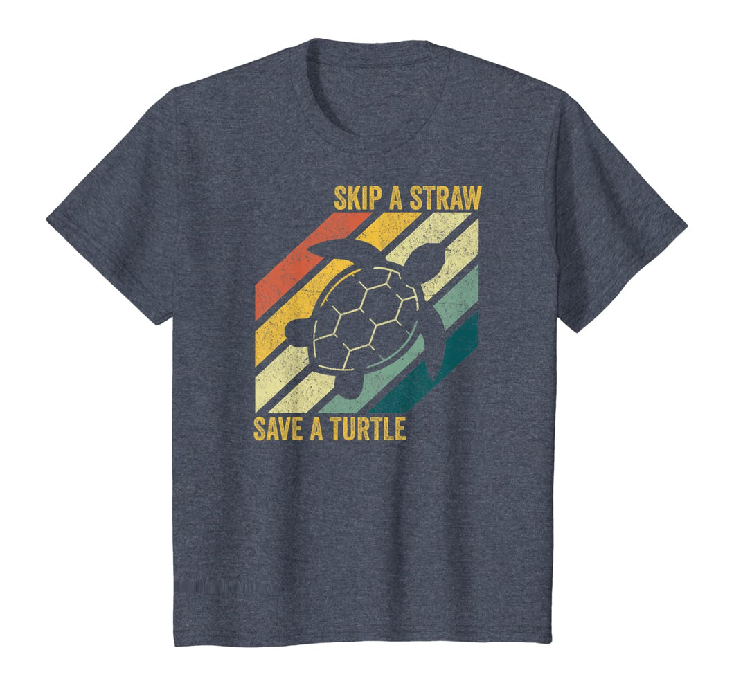 Skip A Straw Save A Turtle Vintage Retro T-Shirt T-Shirt