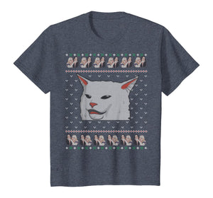 Ugly Christmas sweater-style Yelling Woman At Cat Meme T-Shirt