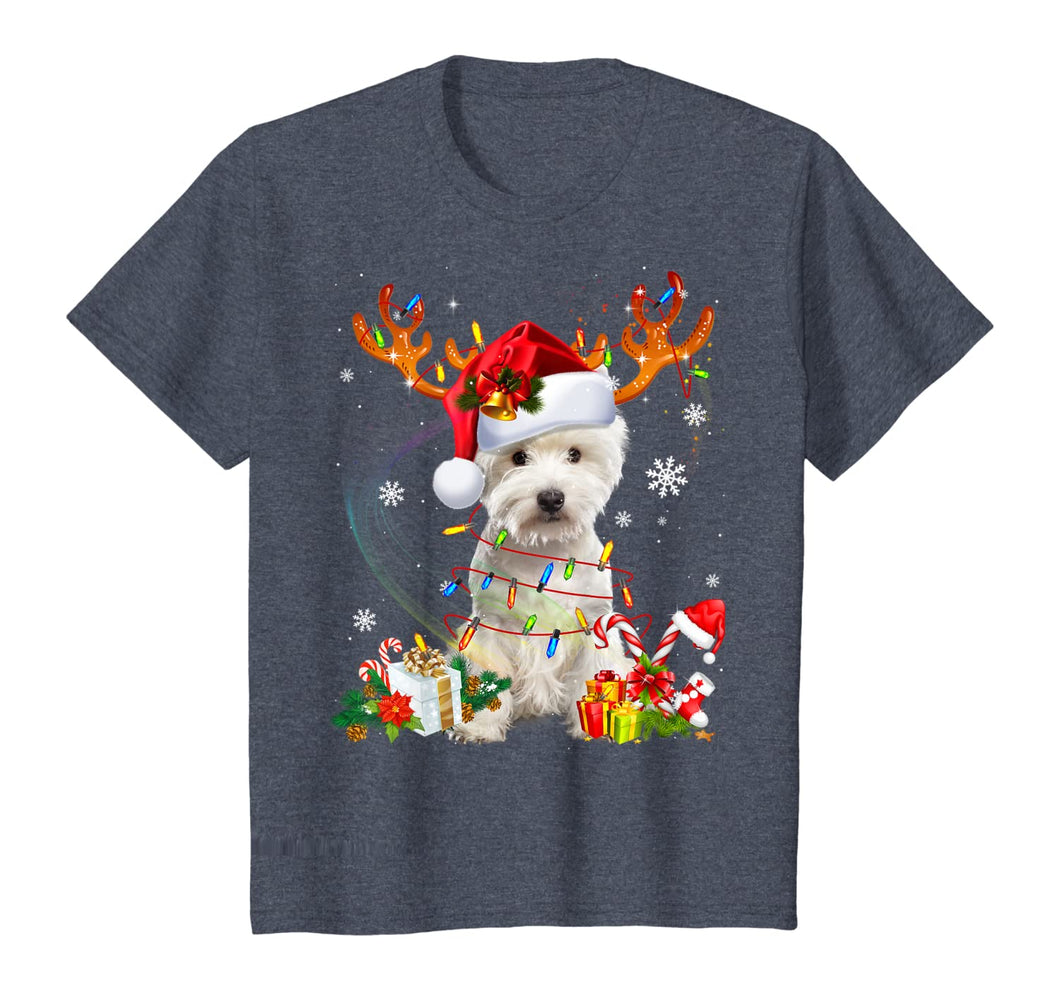 Westie Dog Christmas Reindeer Funny Xmas Gift T-Shirt