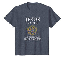 Load image into Gallery viewer, Role Playing Dungeons T-Shirt Funny Jesus Saves Fantasy RPG

