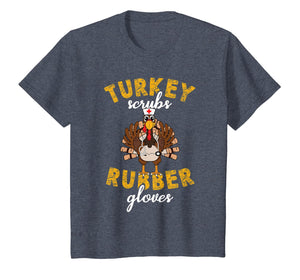 Turkey Scrubs Rubber Gloves Thanksgiving Scrub Tops Women T-Shirt