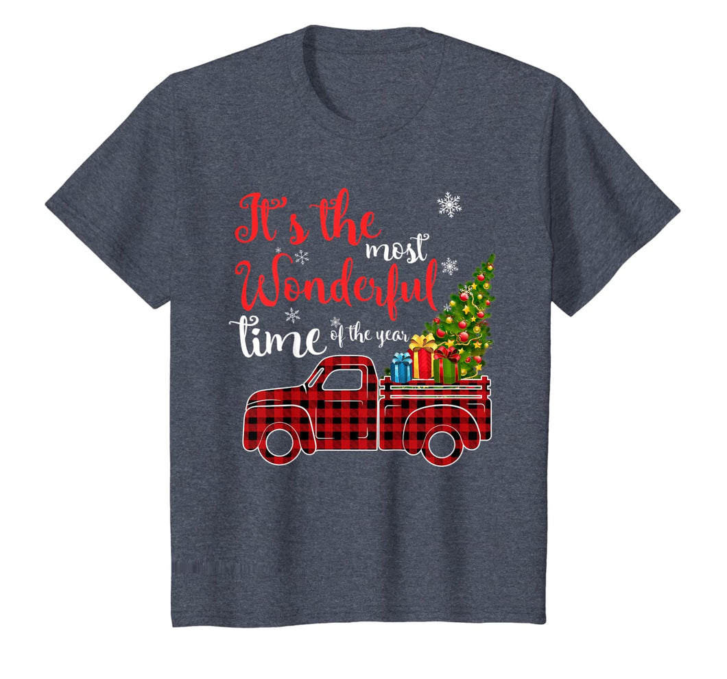 Red Plaid Truck and Christmas Tree Light-Truck Christmas T-Shirt
