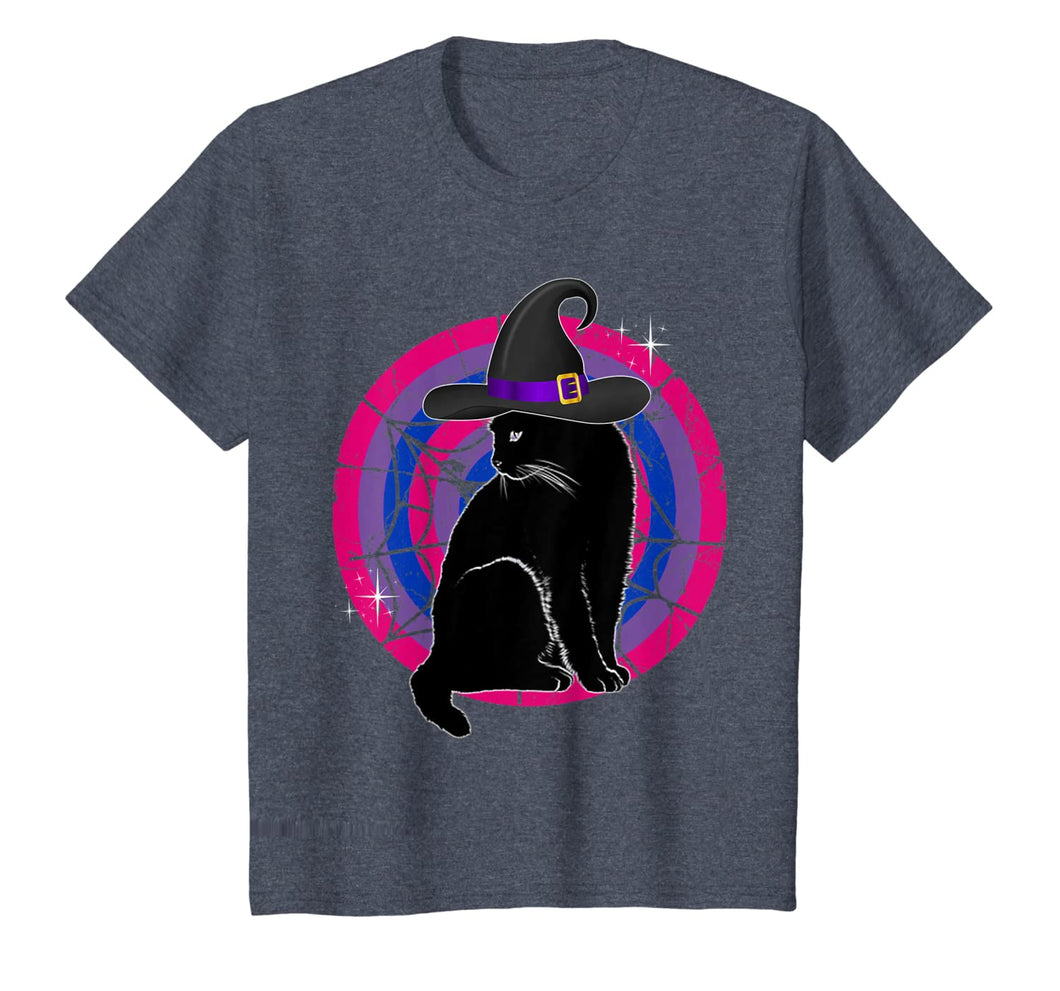 LGBT Bisexual Pride Cat Rainbow Witch & Hat Gay Halloween T-Shirt