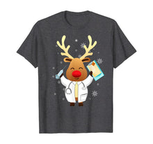 Load image into Gallery viewer, Medical Scrub Top Reindeer Nurse With Stethoscope Christmas T-Shirt
