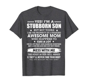 Funny shirts V-neck Tank top Hoodie sweatshirt usa uk au ca gifts for Im A Stubborn Son Property of Awesome Mom Mess With Me Funny T-Shirt 201633