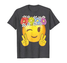 Load image into Gallery viewer, Hippie Flower Power Crown Peace Smiley Emoji Shirt for Girls 121549
