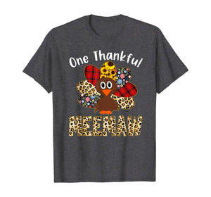 One Thankful Meemaw Leopard Turkey Thanksgiving Meemaw Gift T-Shirt