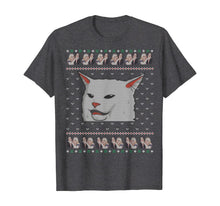 Load image into Gallery viewer, Ugly Christmas sweater-style Yelling Woman At Cat Meme T-Shirt
