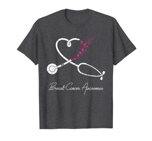 Nurse Breast Cancer Awareness Pink Ribbon Stethoscope Heart T-Shirt