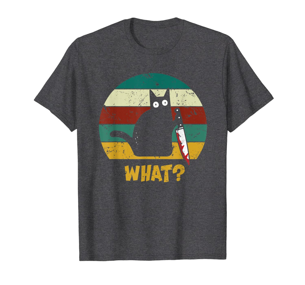 WHAT Murderous Cat With Knife Vintage Halloween Gifts 2019 T-Shirt