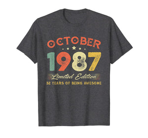 October 1987 32 Years Old Vintage 32nd Birthday Gifts T-Shirt