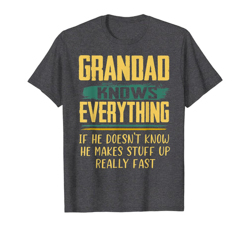 Funny Family Christmas Gifts Grandad Knows Everything T-Shirt-1672681