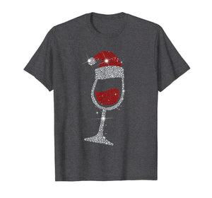 Wine Glasses Santa Hat Christmas Funny Wine Lover Gift T-Shirt
