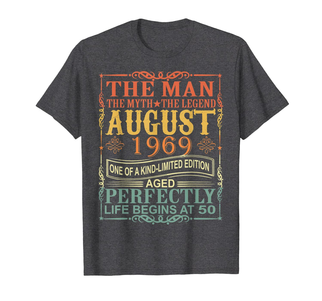 1969 Man Myth Legend August 50th Bday Gifts 50 yrs old T-Shirt 250943