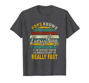 Mens Mens Pops Know Everything Grandpa Christmas Gifts T-Shirt-1685560