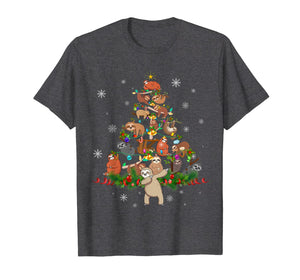 Sloth Christmas Tree Lights Funny Sloth Xmas Gift T-Shirt