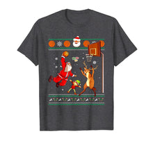 Load image into Gallery viewer, Basketball Christmas Ugly Sweater Dunking Santa and Reindeer T-Shirt-2347380
