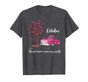Pink Truck Pumpkin October Breast Cancer Awareness Month T-Shirt