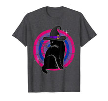 Load image into Gallery viewer, LGBT Bisexual Pride Cat Rainbow Witch &amp; Hat Gay Halloween T-Shirt
