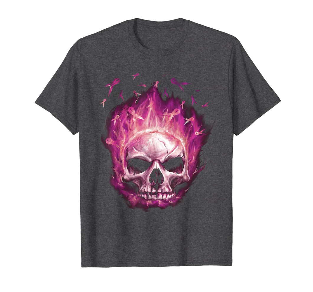 Sugar Skull Ribbon Breast Cancer Awareness Clothing T-Shirt