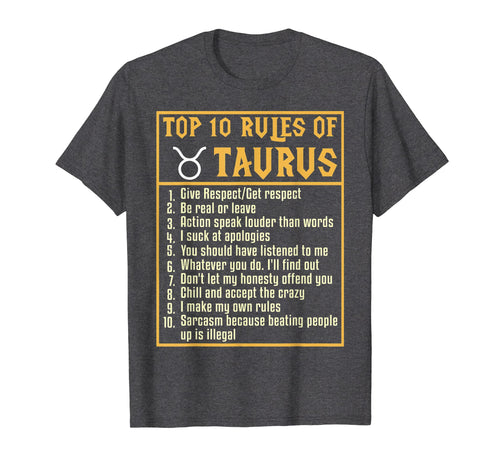 Funny shirts V-neck Tank top Hoodie sweatshirt usa uk au ca gifts for Birthday Gifts Idea Top 10 Rules of Taurus Zodiac T-shirt 3407387