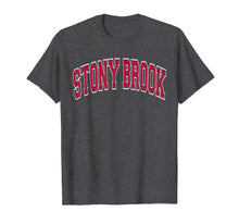 Load image into Gallery viewer, Stony Brook NY T Shirt - Varsity Style Dark Red Text
