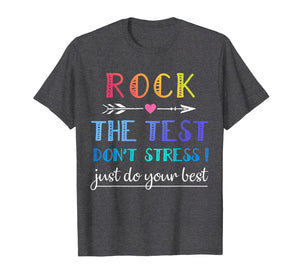 Rock The Test T-Shirt Funny School Professor Teacher Joke