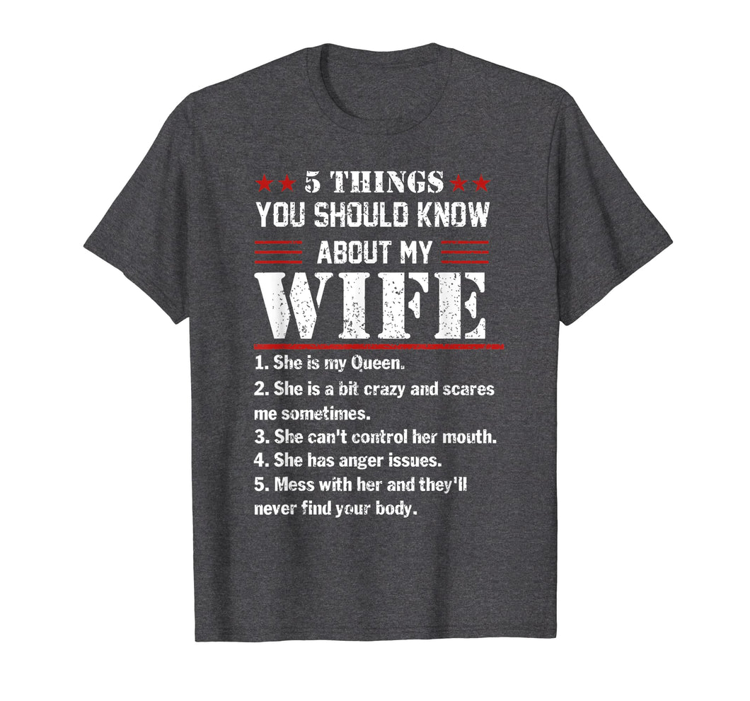 Mens 5 Things You Should Know About My Wife Tshirt Husband Gifts