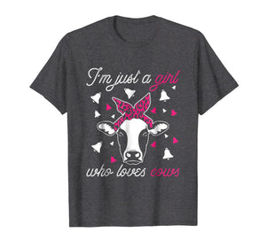 Funny shirts V-neck Tank top Hoodie sweatshirt usa uk au ca gifts for Cow Funny Tshirt - I'm Just A Girl Who Loves Cows Farmer 2112225