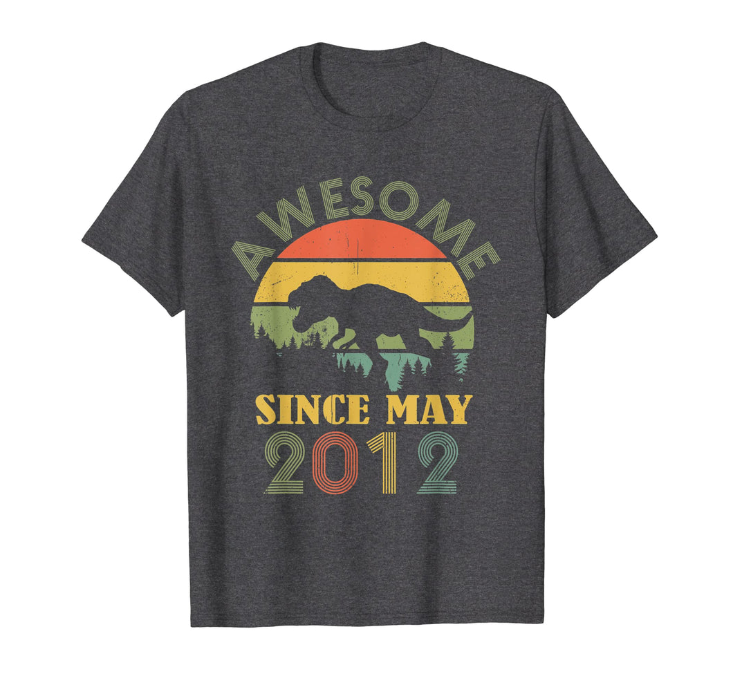 Awesome Since May 2012- Gifts 7th Birthday Dinosaur T-Shirt