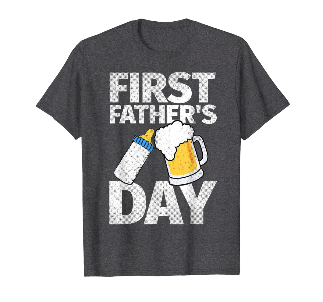 Mens First Father's Day Gifts T-Shirt Beer Baby Bottle Dad Daddy