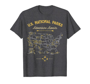 National Parks T shirt Map Camping tshirt Women Men Hiking