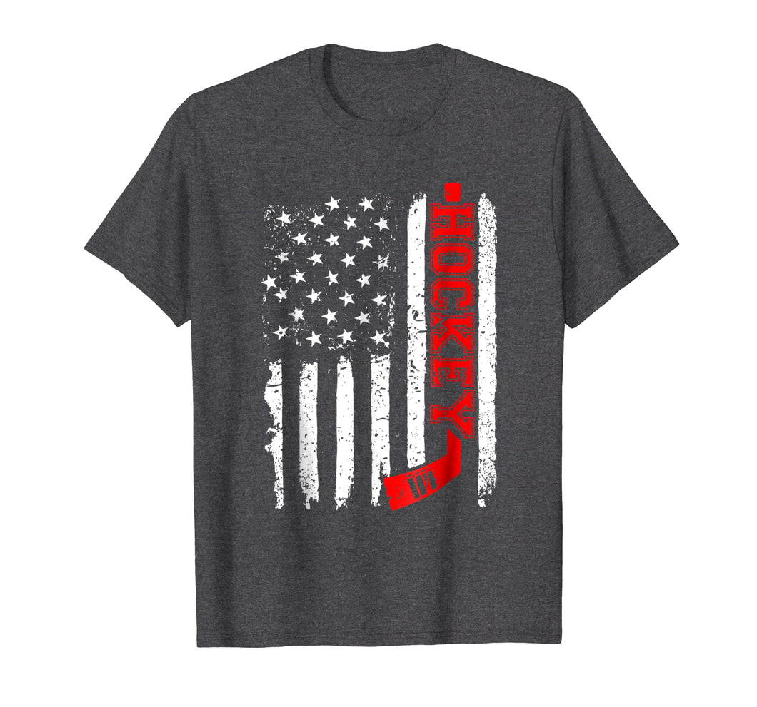 Funny shirts V-neck Tank top Hoodie sweatshirt usa uk au ca gifts for Hockey Stick Red American Flag Distressed T-Shirt 1786136